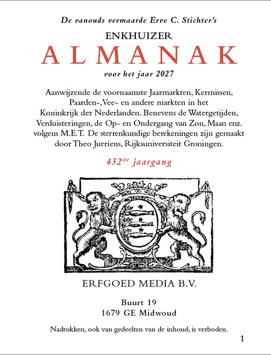 Enkhuizer Almanak 2027 (reserveer)
